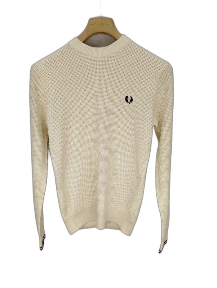 Maglione Fred Perry in Cotone waffle panna