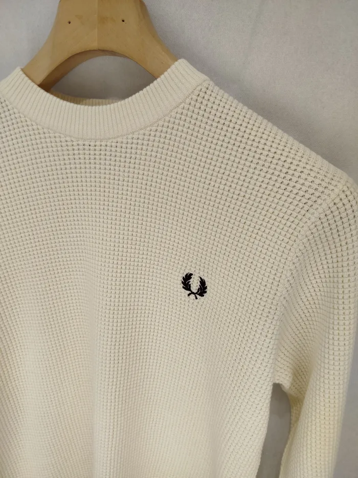 Maglione Fred Perry in Cotone waffle panna