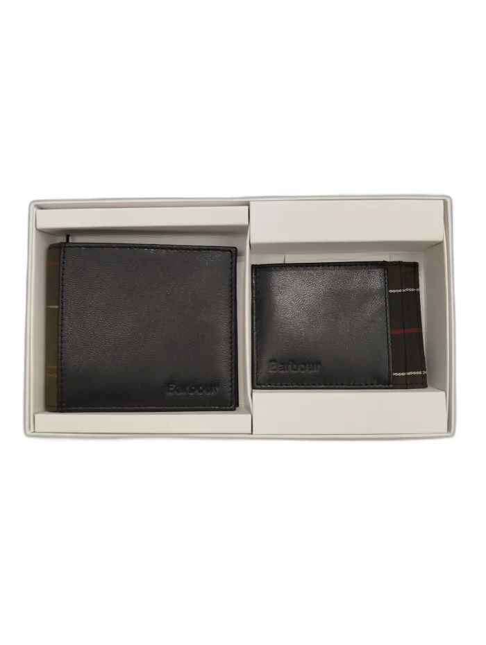 Set Portafogli Barbour in Pelle Nera