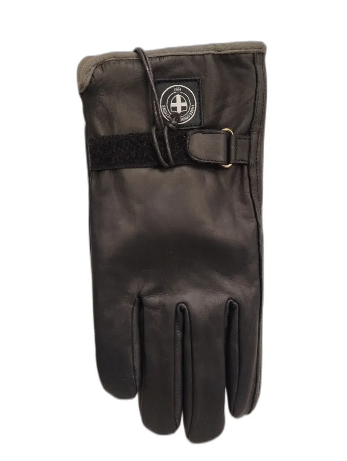 Guanti in pelle nera Three Stroke