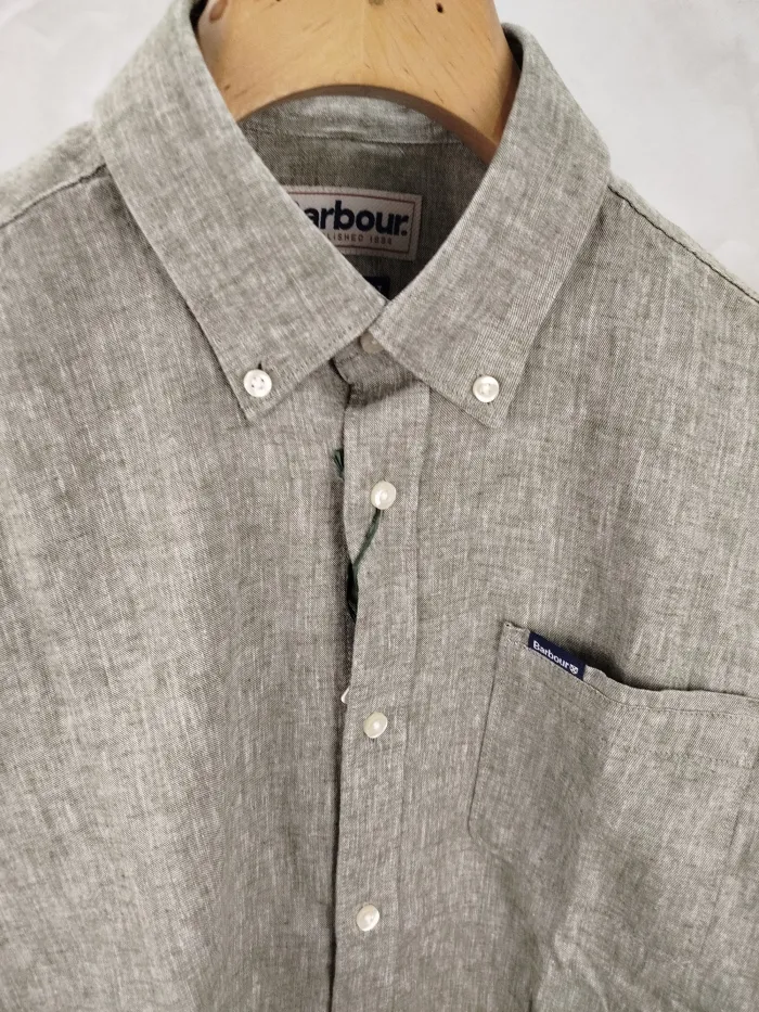  Barbour Camicia in Lino Verde 