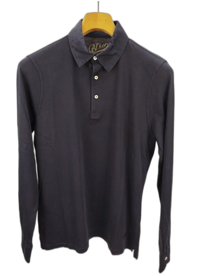  Bl'ker Polo manica lunga in cotone Blu Navy