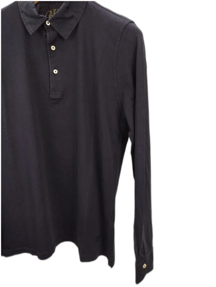  Bl'ker Polo manica lunga in cotone Blu Navy
