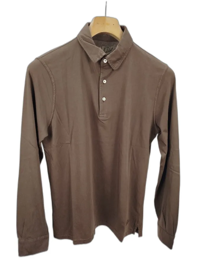 Bl'ker Polo manica lunga in cotone colore marrone 