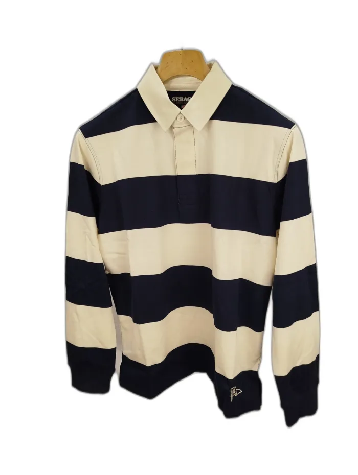 Sebago polo m/l Navy e Beige a Righe