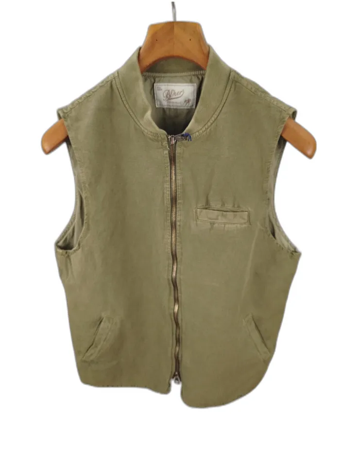 Bl'ker Gilet Lino/Cotone Verde Militare