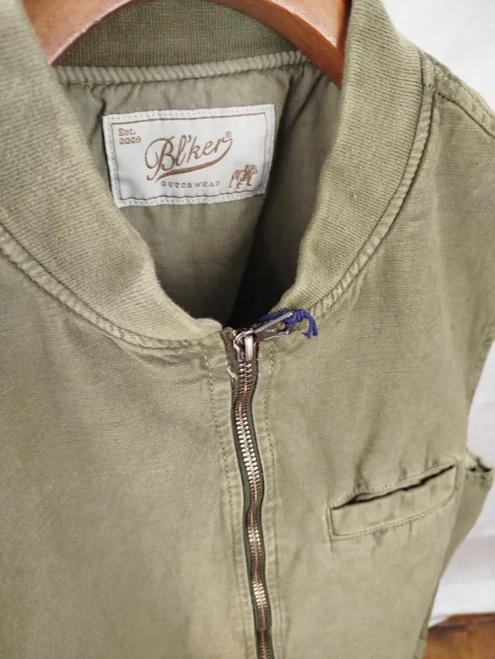 Bl'ker Gilet Lino/Cotone Verde Militare