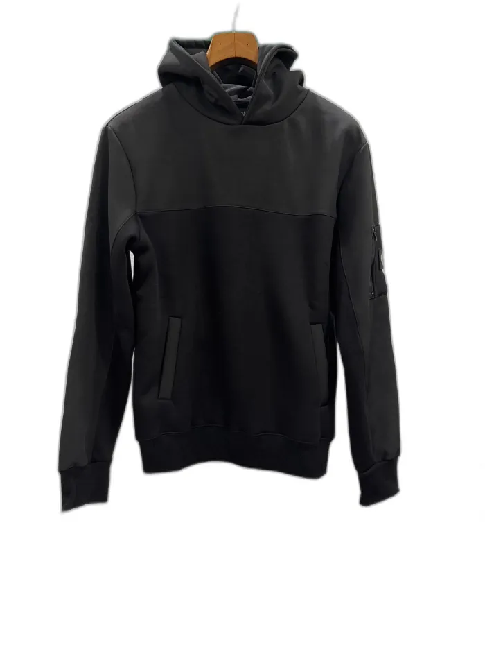 Felpa Three Stroke nera con cappuccio