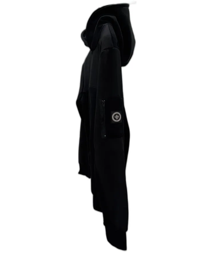 Felpa Three Stroke nera con cappuccio