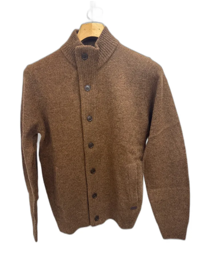 Maglione Barbour Marrone con Dettagli in Pelle