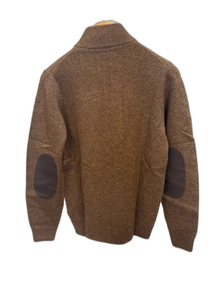 Maglione Barbour Marrone con Dettagli in Pelle