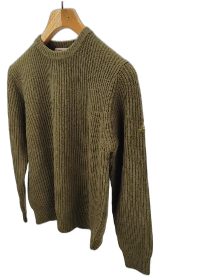 Maglione a coste verde oliva