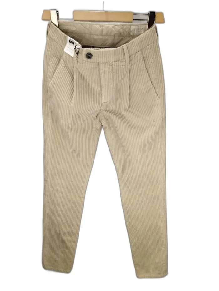 Pantaloni Slim Fit Velluto Beige