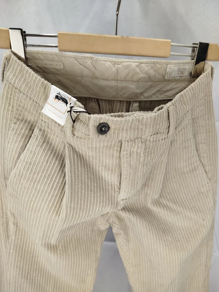 Pantaloni Slim Fit Velluto Beige