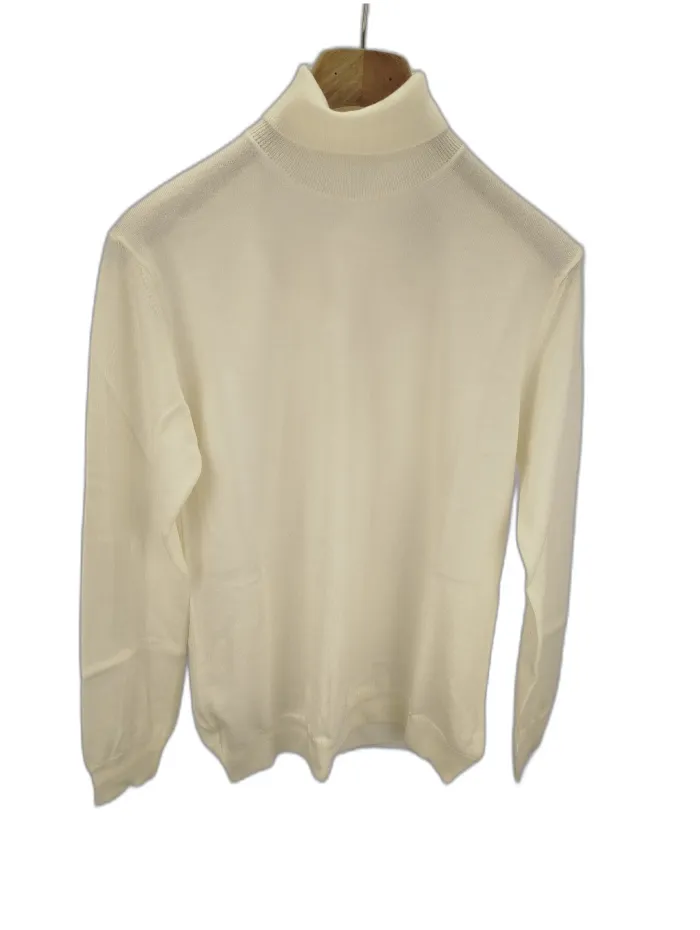 Maglione Collo Alto 100%lana panna