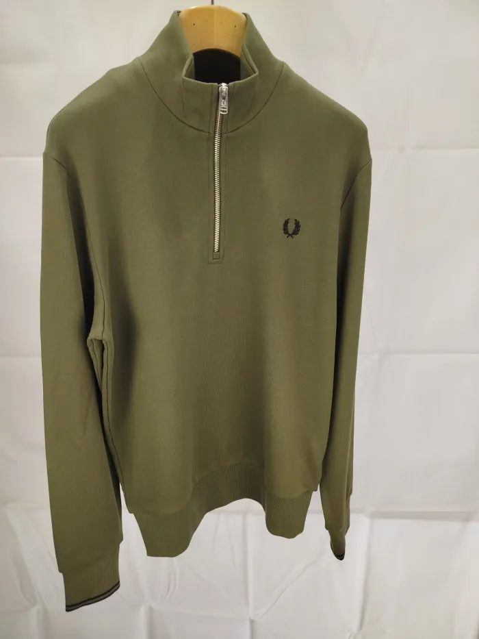 Felpa Verde Fred Perry con Zip
