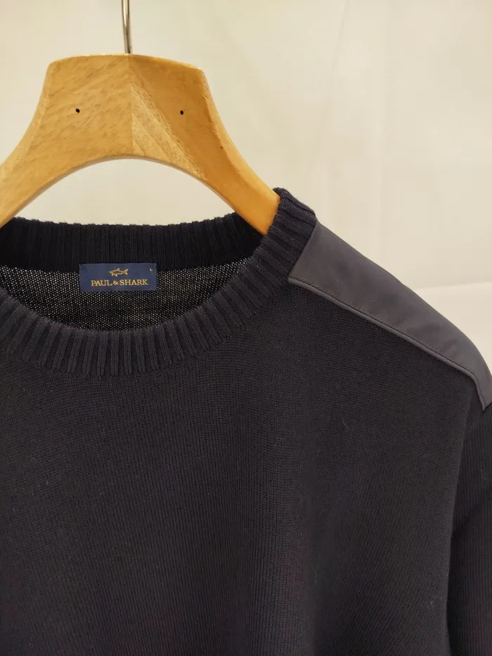 Maglione Paul & Shark in lana con dettagli in pelle