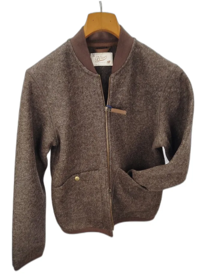 Cardigan Bl'ker in Lana marrone full zip 