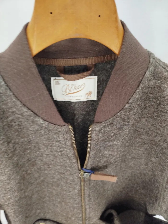 Cardigan Bl'ker in Lana marrone full zip 