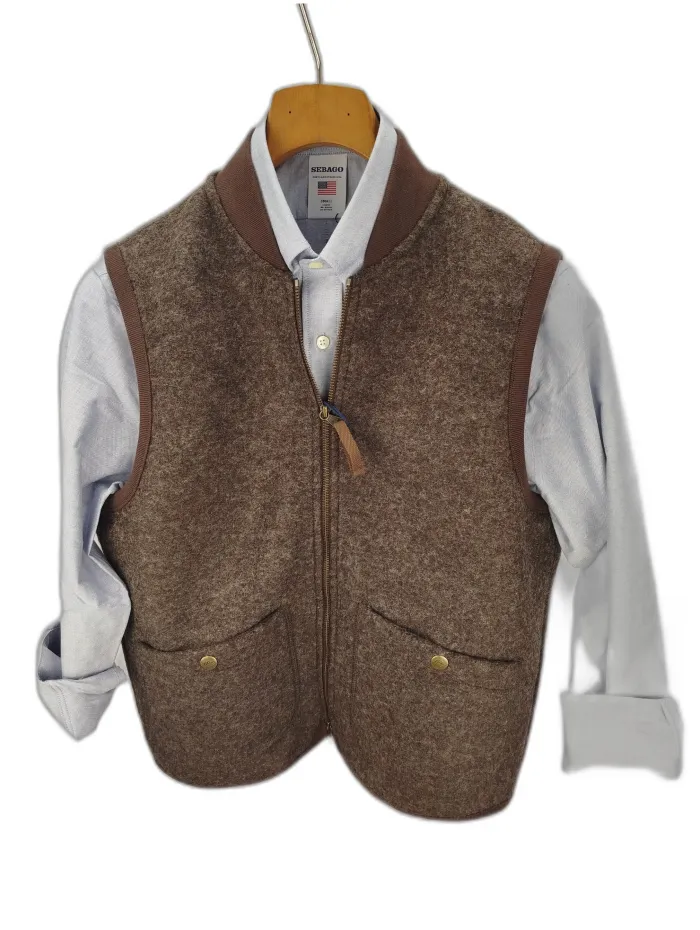 Gilet Bl'ker in Lana Marrone